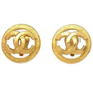 Chanel Button Clip-On Earrings Gold 94P 154832